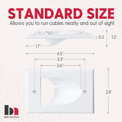 BestMounts - 1 Pack In Wall Cable Management Kit - Recessed Wall Plate Cable - Image 4