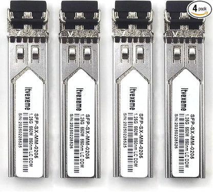 4 Pack 1.25G Multimode SFP LC Module, 1000Base-SX Gigabit Fiber Transceiver by Unknown