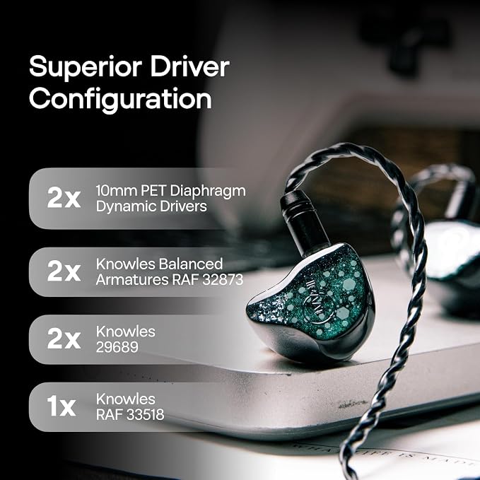 Linsoul ZiiGaat Arcanis in Ear Monitor, Professional 2DD+5BA Hybrid IEM Earphone - Image 3