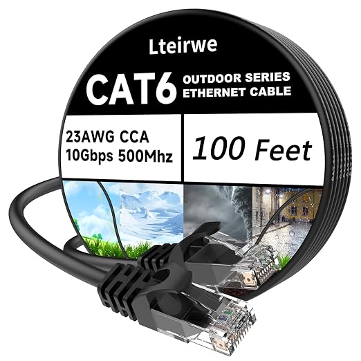 CAT6 Ethernet Cable 100FT 23AWG High Speed 500MHz 10Gbps Transmission Speed by Lteirwe