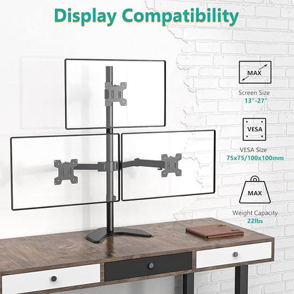 WALI Triple Monitor Stand, Free Standing Three Monitor Desk Mount Fully - Image 3