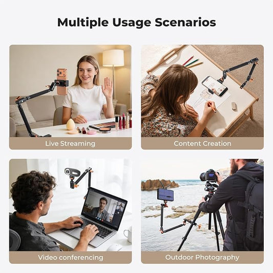 K&F CONCEPT 22" Magic Arm, Overhead Desk Camera Arm Mount, Long Articulating - Image 2
