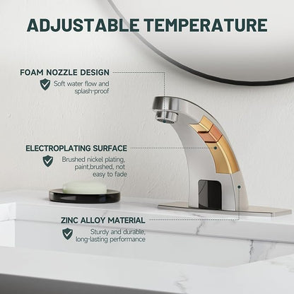 Touchless Bathroom Sink Faucets, Brushed Nickel - Image 4