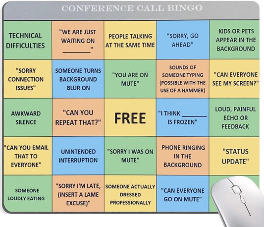 Mouse Pad, Conference Call Bingo Mouse Pad, Washable Square Cloth Mousepad by Armanza