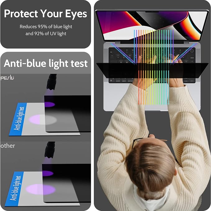 Magnetic Privacy Screen for MacBook Pro 14 Inch, Removable Matte Blue Light - Image 5
