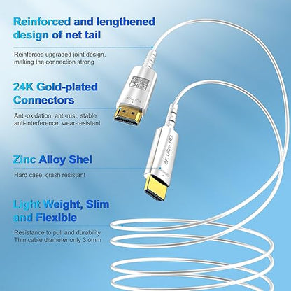 8K Fiber Optic HDMI Cable 23 FT, 8K@60Hz 4K@240Hz, Thin Extra Long HDMI Cable - Image 6
