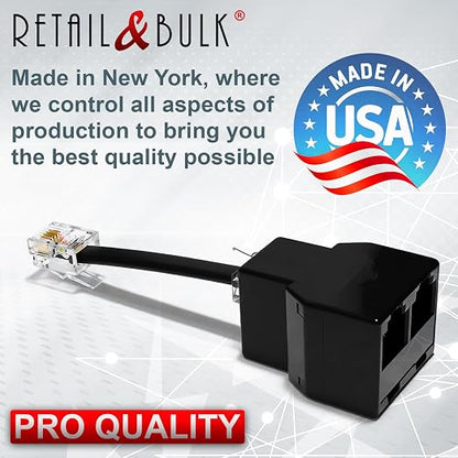 Phone Jack Splitter for Landline Telephone RJ11 6P4C 2 Way in-Line Adapter + - Image 7