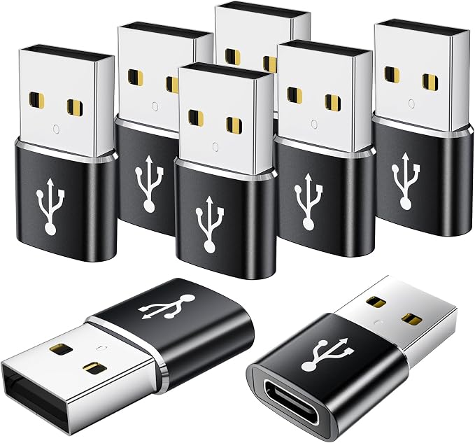USB to USB C Adapter 8 Pack, USB to Type C Adapter, USBA Charger Type-C Fast by AiNEERich