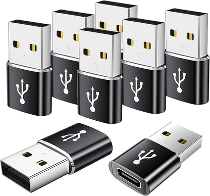 USB to USB C Adapter 8 Pack, USB to Type C Adapter, USBA Charger Type-C Fast by AiNEERich