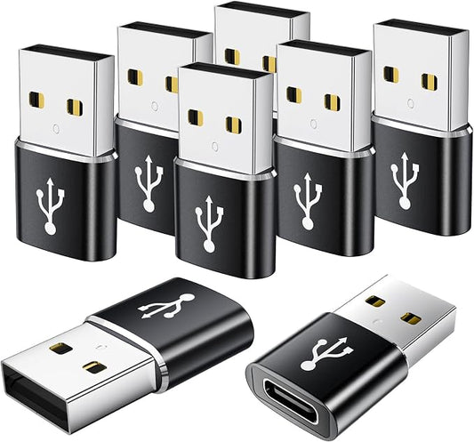 USB to USB C Adapter 8 Pack, USB to Type C Adapter, USBA Charger Type-C Fast by AiNEERich