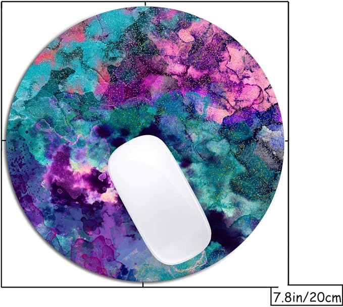 Inky Watercolor Painting Mouse Pad Round Non-Slip Rubber Mousepad Laptop Office - Image 2