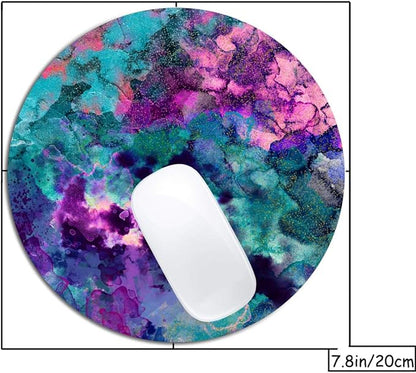 Inky Watercolor Painting Mouse Pad Round Non-Slip Rubber Mousepad Laptop Office - Image 2