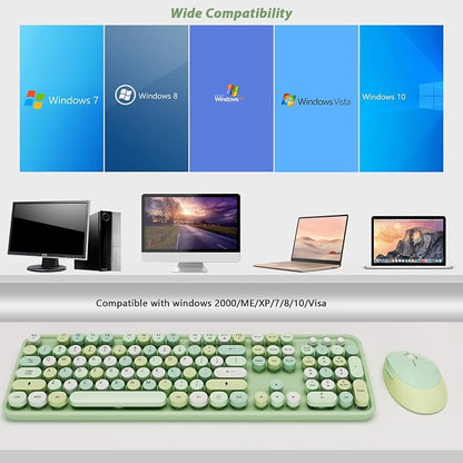 Green Wireless Keyboard and Mouse, KOOTOP Cute Green Colorful Keyboard and Mouse - Image 6