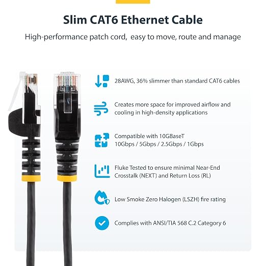 StarTech.com 5ft Gray Slim CAT6 Ethernet Cable, Snagless RJ45, 28AWG Pure Bare - Image 2