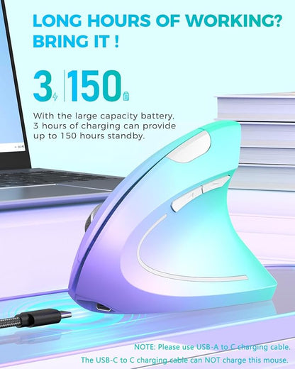 Lekvey Ergonomic Mouse, Vertical Wireless Mouse, Rechargeable 2.4G Optical - Image 4