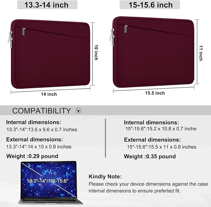 Laptop Sleeve 15.6 inch, Durable Computer Carrying Bag Protective Case - Image 6