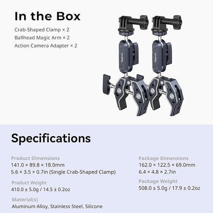 SMALLRIG Camera Mount Clamp 2-Pack, Ballhead Magic Arm - Image 9