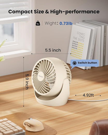Gaiatop Desk Fan, 5-Inch Portable Electric Table Desktop Air Circulator Fans - Image 4