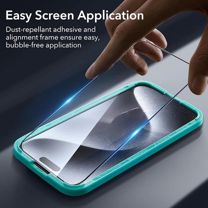 ESR 3+1 Pack for iPhone 15 Pro Max Screen Protector, 3 Black Edge - Image 4