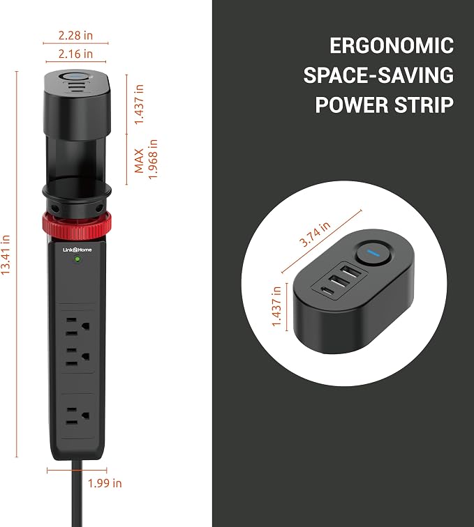 Link2Home Clamp-On Desk Power Strip - Image 4