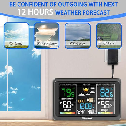 Geevon Weather Stations Wireless Indoor Outdoor Thermometer, Color VA Display - Image 8