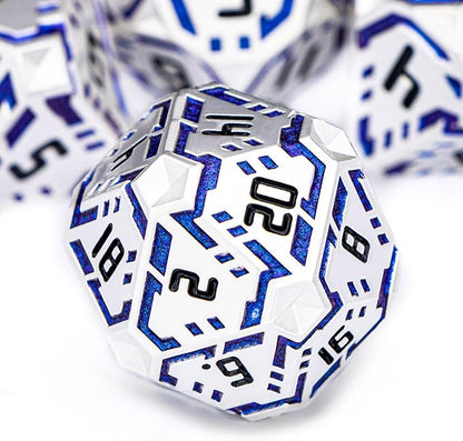 Metal DND Sci-fi Dice Set 7PCS Stripe Polyhedral Dice by OGCOPHEN