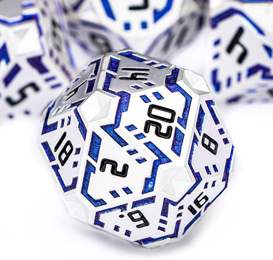 Metal DND Sci-fi Dice Set 7PCS Stripe Polyhedral Dice by OGCOPHEN