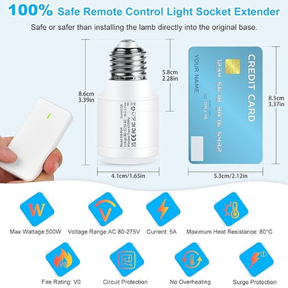 Greencycle Remote Control Light Bulb Socket, Max 500W LED, Wireless Wall Light - Image 4