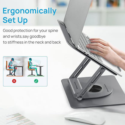 Adjustable Laptop Stand with 360 Rotating Base & USB Docking Station - Image 6