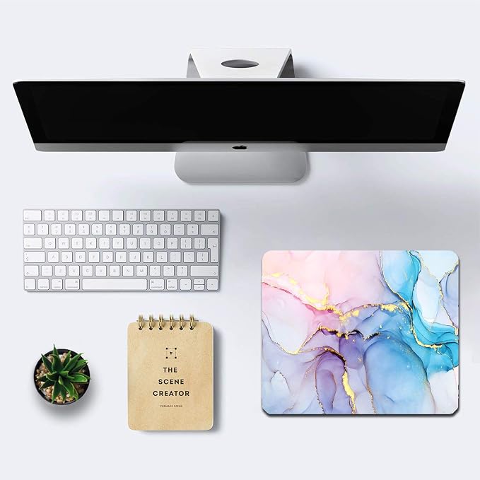 IMAYONDIA Blue Pink Ink Marble Mouse Mat, Custom Design Non-Slip Rubber Base - Image 6