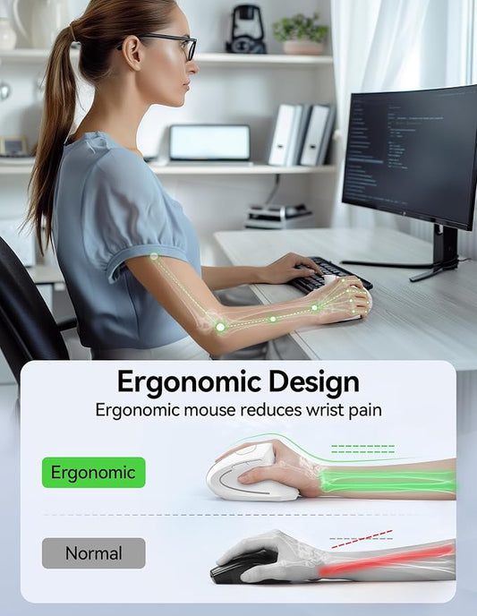 TECKNET Ergonomic Mouse Wireless, Rechargeable Mouse Wireless Silent - Image 2