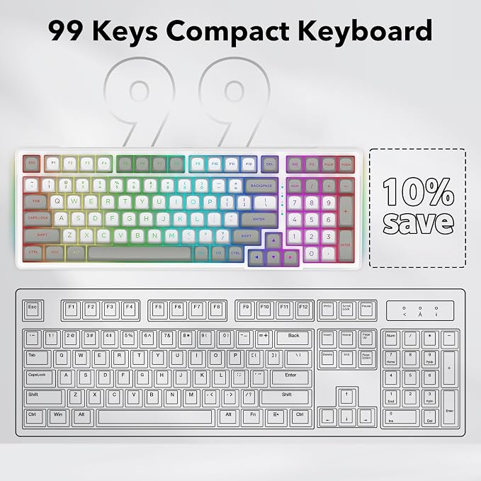 HUO JI Z-99 Wired Mechanical Keyboard, Creamy Sound, Hot Swappable Pre-lubed - Image 8