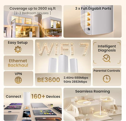 Tenda WiFi 7 Mesh System BE3600 – Dual Band Mesh WiFi System - Image 2