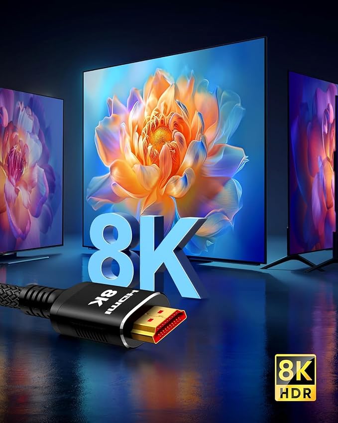 Snowkids 8K HDMI Fiber Optic Cable Long 2.1 200FT/60M, Unidirectional 48Gbps - Image 4