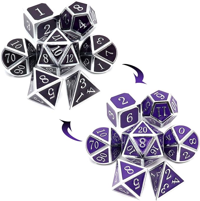 Haxtec Color Changing ByTemperature Metal DND Dice Set Polyhedral D&D Dice by HaxtecDice