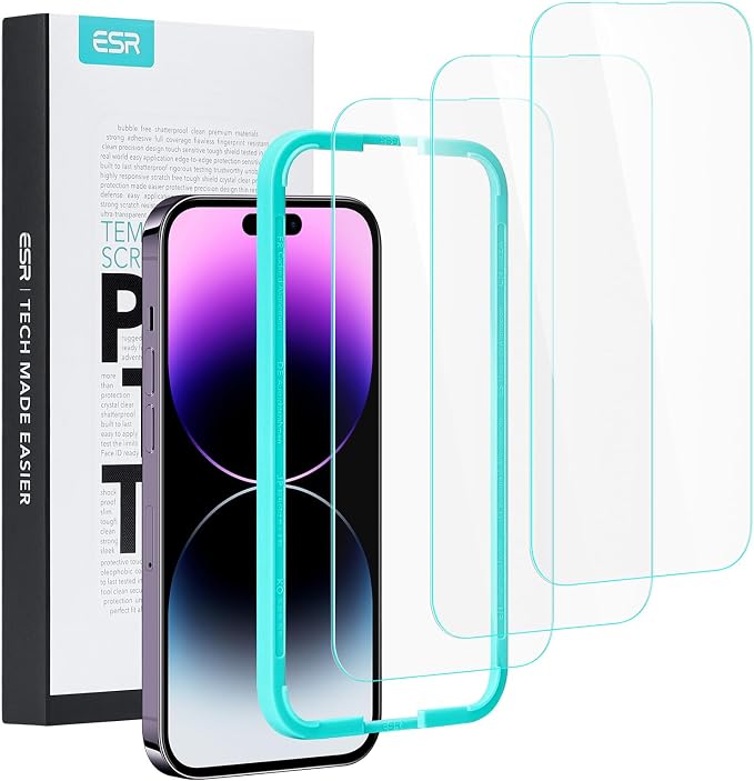 ESR 3 Pack for iPhone 14 Pro Max Screen Protector, Tempered Glass Film by ESR