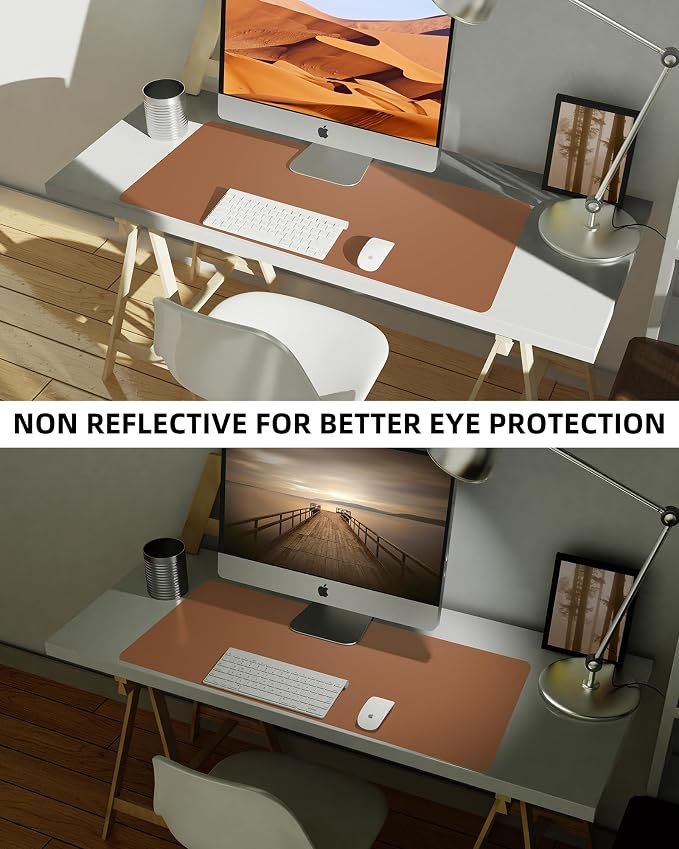 Leather Desk Pad Blotter, Mouse Pad, Office Desk Mat, Non-Slip PU Leather Desk - Image 6