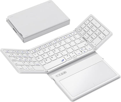 Foldable Bluetooth Keyboard, Portable Full Size Folding Keyboard by GEODMAER