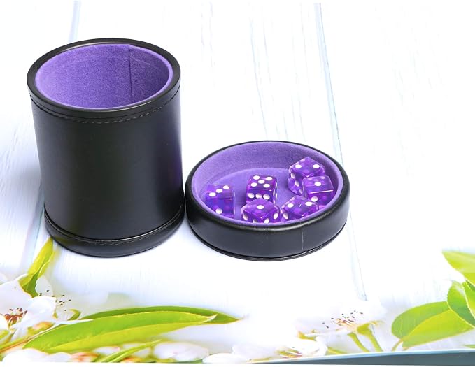 PU Leather Dice Cup Purple Velvet Lined Quiet Shaker - Image 7