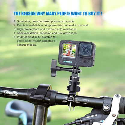 Bike Handlebar Mount for GoPro, 360 Degree Aluminium Alloy Motorbikes Round - Image 7