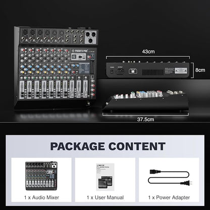 Professional 8-Channel Audio Mixer, Phenyx Pro DJ Sound Mixer Board w/Flexible - Image 6