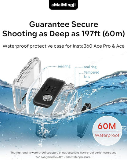 Underwater Dive Case for Insta360 Ace Pro/Ace, 60M/196FT Waterproof Case - Image 3