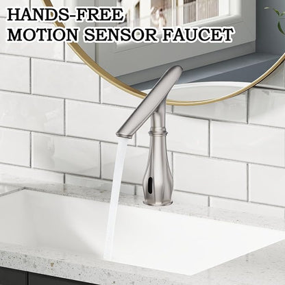 Touchless Bathroom Sink Faucets, Brushed Nickel Bathroom Faucet Single Hole - Image 3