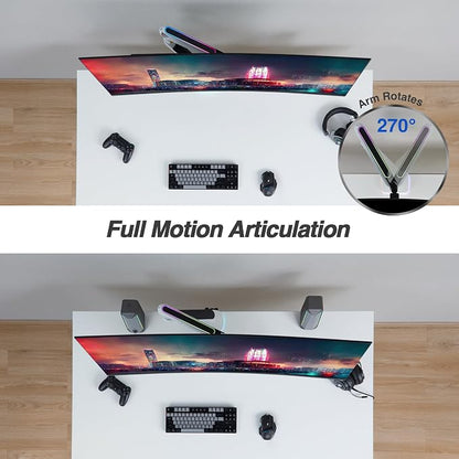 AVLT Single 27”-45” RGB Gaming Monitor Arm Desk Mount Built-in 20 Lighting - Image 6