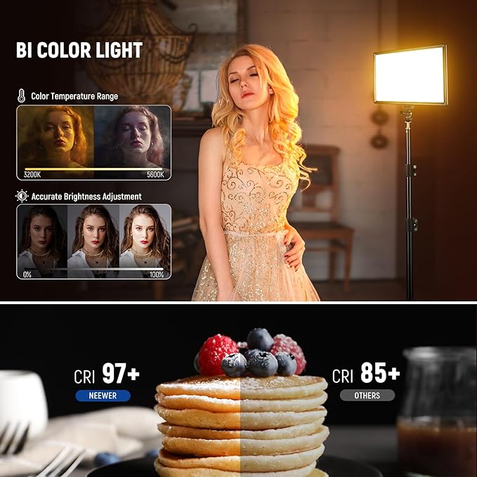 NEEWER 192 LED Video Light Panel, 20W Ultra Thin Bi Color Dimmable DSLR Camera - Image 6