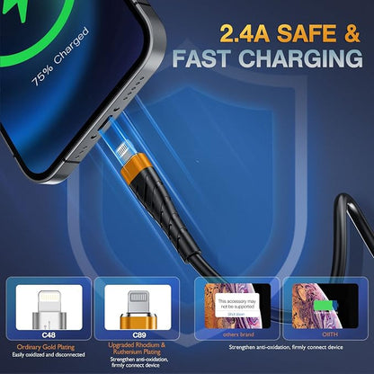 OIITH Apple MFi Certified iPhone Charger Cable 3 Pack 6 Ft, Long Lightning - Image 3