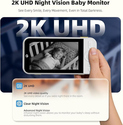 Ellie Pro Baby Monitor with 2 Cameras, 6000mAh Battery, Remote Pan-Tilt-5X Zoom - Image 4