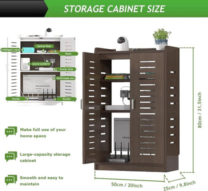 Large WiFi Router Cabinet 20''x31''x10'' Floor Standing Modem Organizer - Image 2