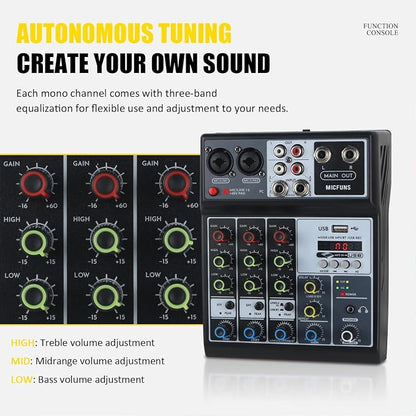 Mini audio audio mixers DJ mixer Sound Board Console System, 4 Channel 48V - Image 5