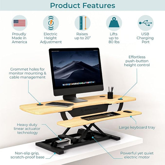 VERSADESK 48 Inch Extra Wide Electric Standing Desk Converter, PowerPro™ Height - Image 2